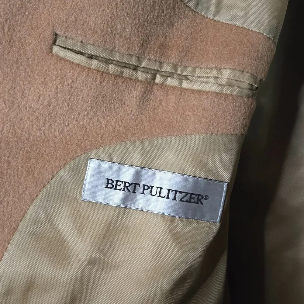 Bert Pulitzer‎ Mens Camel Wool Cashmere Blend Overcoat R50 Trench Coat Old Money